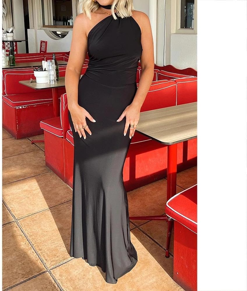 Women Sexy Backless Dress Halter Cut Out Bodycon Maxi Dresses Wedding Guest Beach Vacation