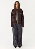 Jeremy Faux Suede Biker Jacket Dark Chocolate