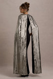 Ilenia Black V Neck Maxi Dress With Metallic Cape