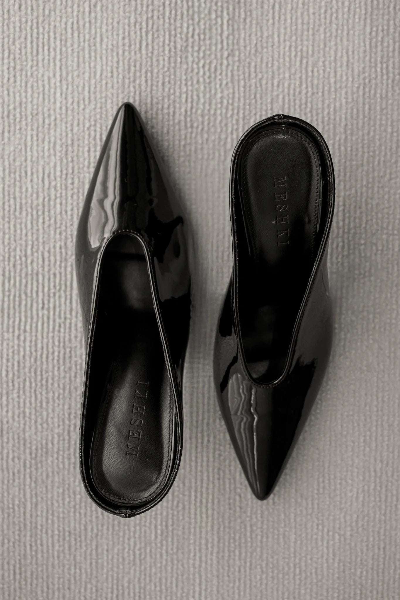 Emerson Patent Faux Leather Point Heel Black