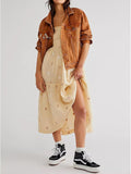 Women Floral Embroidered Maxi Dress Long Puff Sleeve Square Neck Bohemian Flowy Dress with Pockets Summer Fall