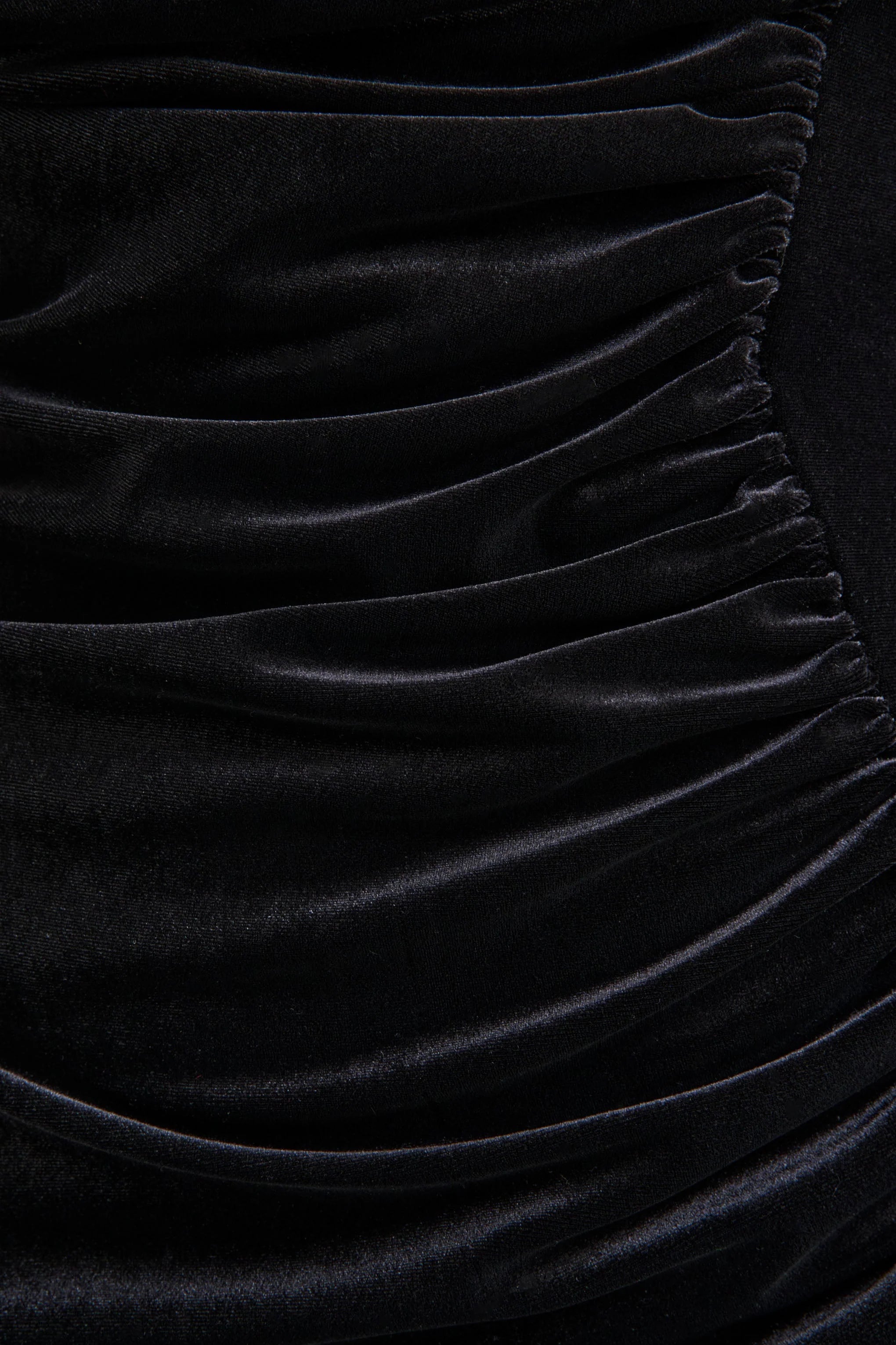 Jovita Black Velvet Cowl Neck Maxi Dress With Gathered Detailing