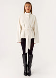 City Light Tie Waist Trench Jacket Ivory