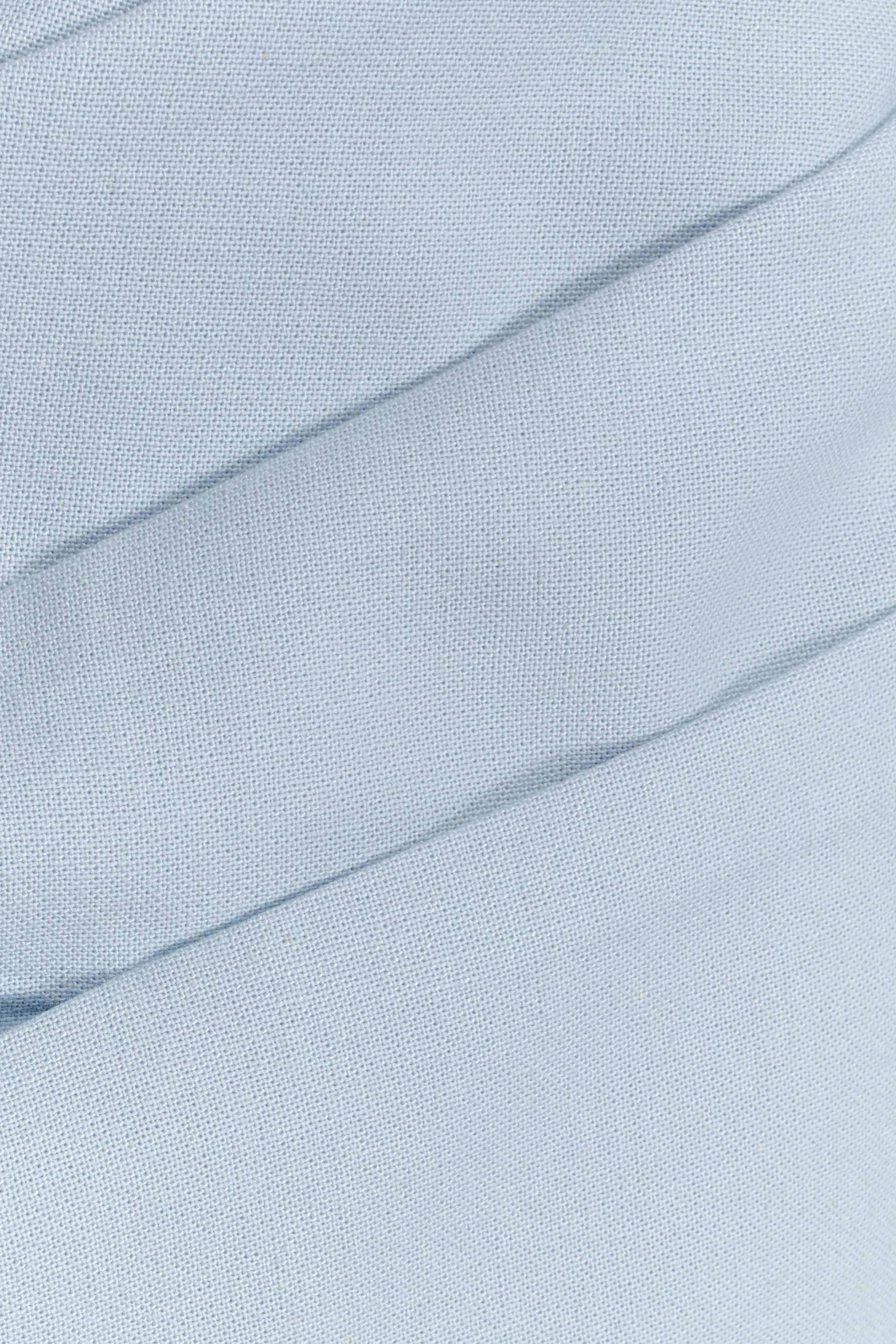 Helena One Shoulder Linen Mini Dress Powder Blue