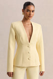 Rosalina Lemon Extreme Plunge Neck Tailored Blazer