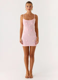 Roa Embellished Knit Mini Dress Pink