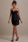 Winner Black Bandeau Mini Dress With Oversized Bow