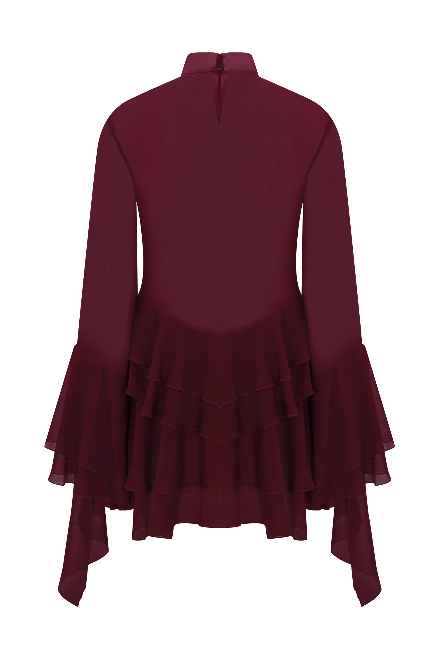 Nimah Chiffon Ruffle Mini Dress Wine
