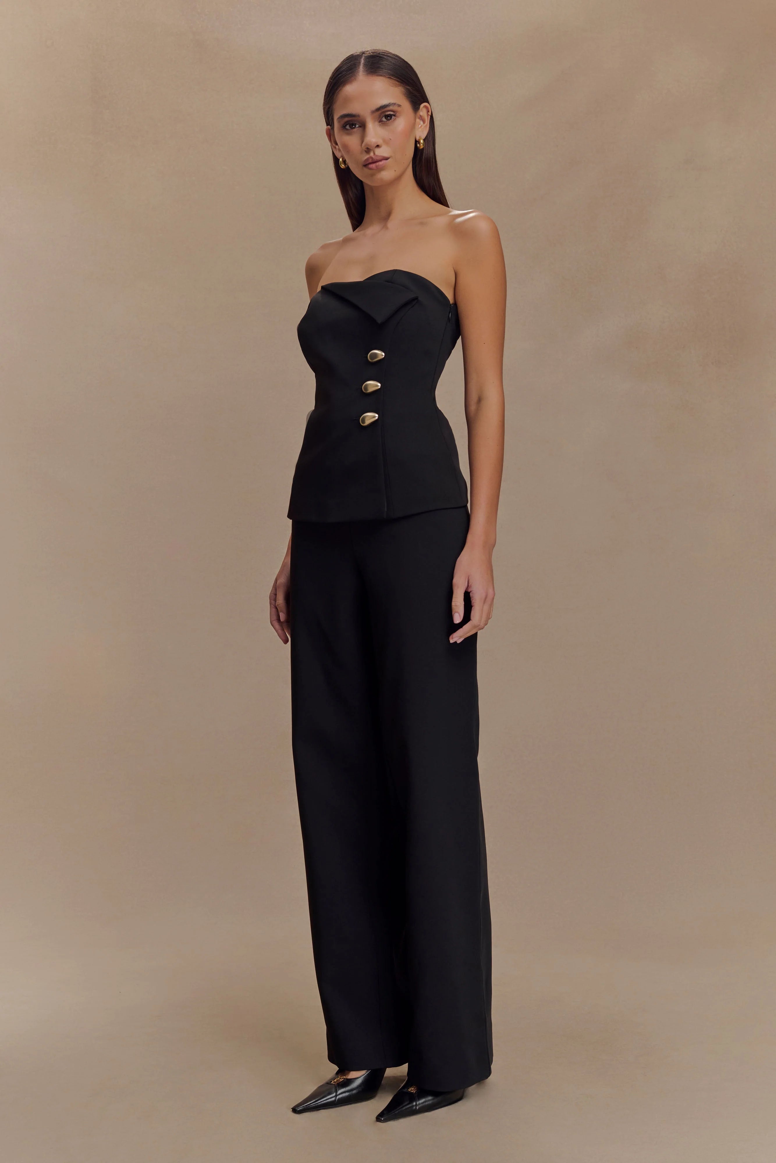 Lindie Strapless Suiting Top Black