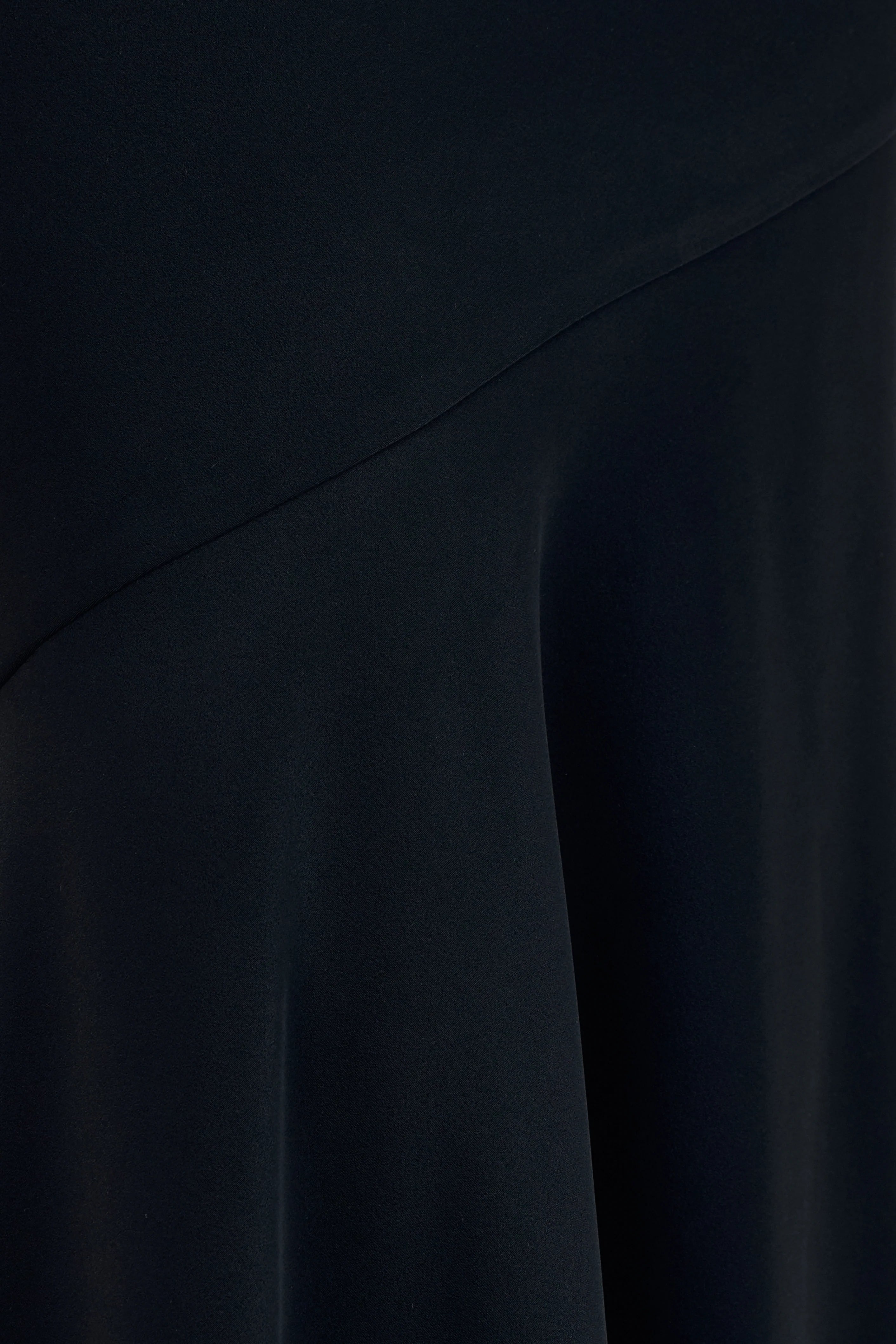 Vayla Black Matte Satin Asymmetric Drop Waist Maxi Skirt