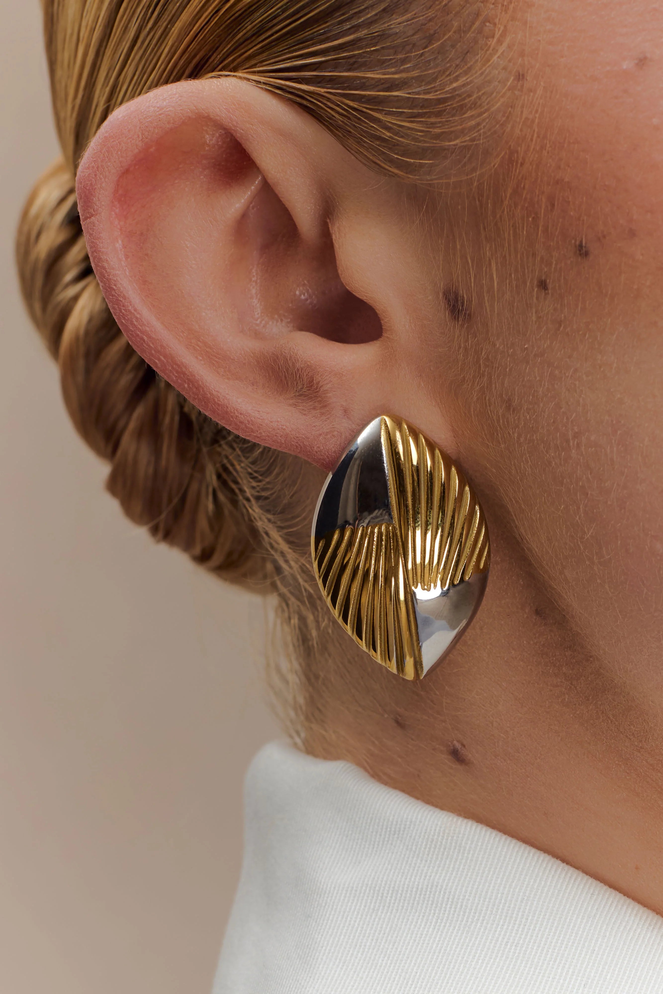 Felicity Mixed Metal Oval Earrings Gold