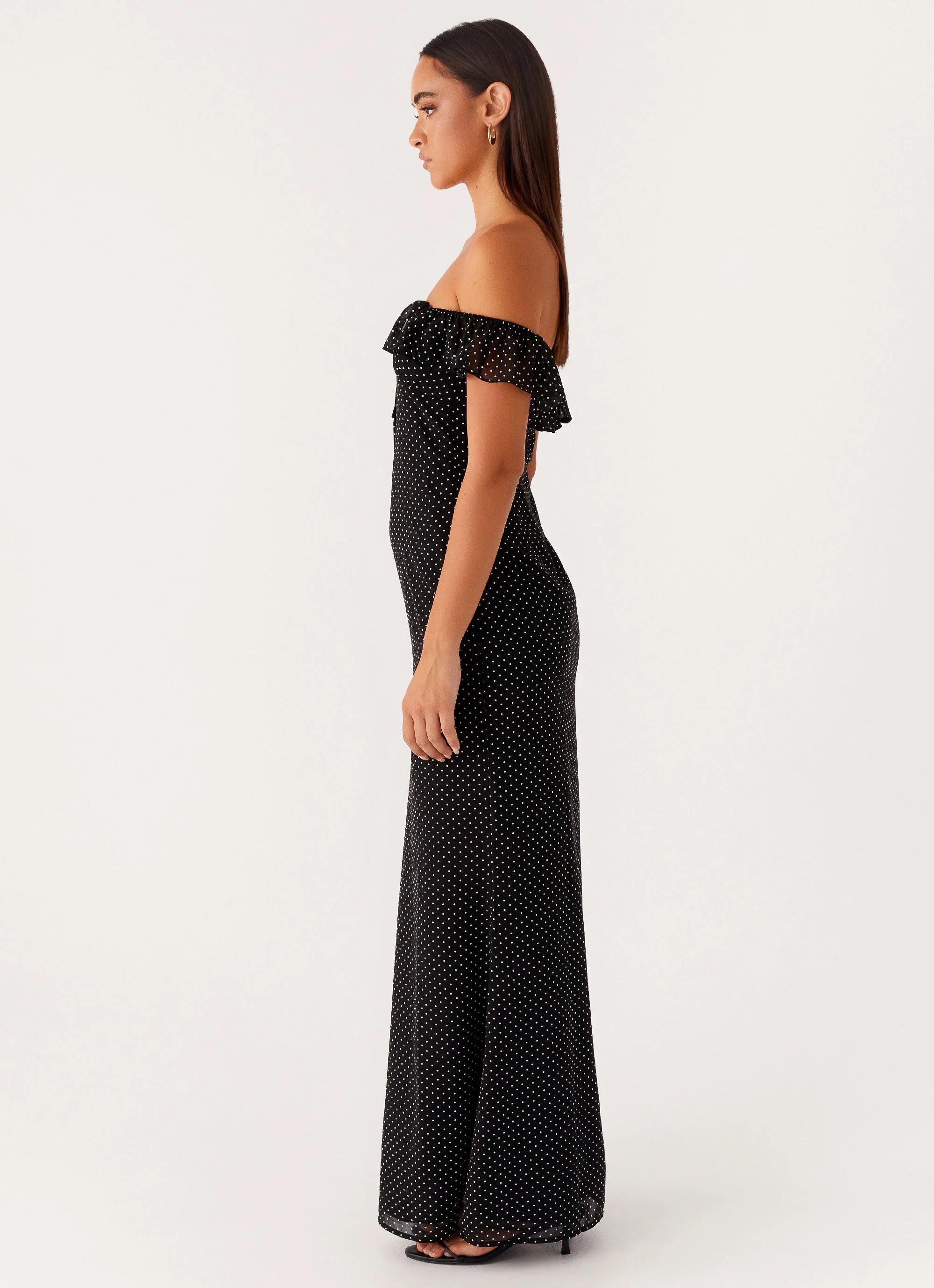 Scarlet Cherry Maxi Dress Black Polka Dot