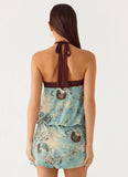 Switch Up Halter Mini Dress Aqua Blur