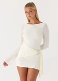 Niella Long Sleeve Wrap Mini Dress Ivory