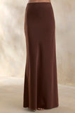 Elaria Brown Satin Maxi Skirt