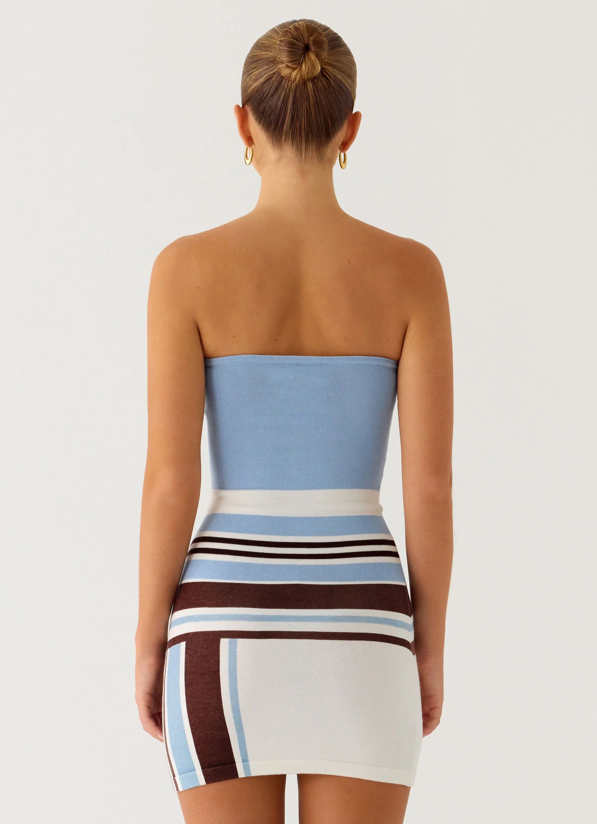 Straight Lines Mini Dress Blue Stripe