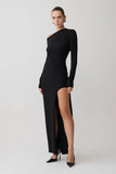 Thalyn Crepe Maxi Dress With Split Black