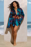 Keep Trying Blue Print Satin Tie Waist Shorts