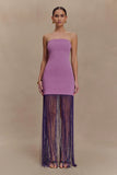 Koah Fringe Bandage Knit Maxi Dress Purple
