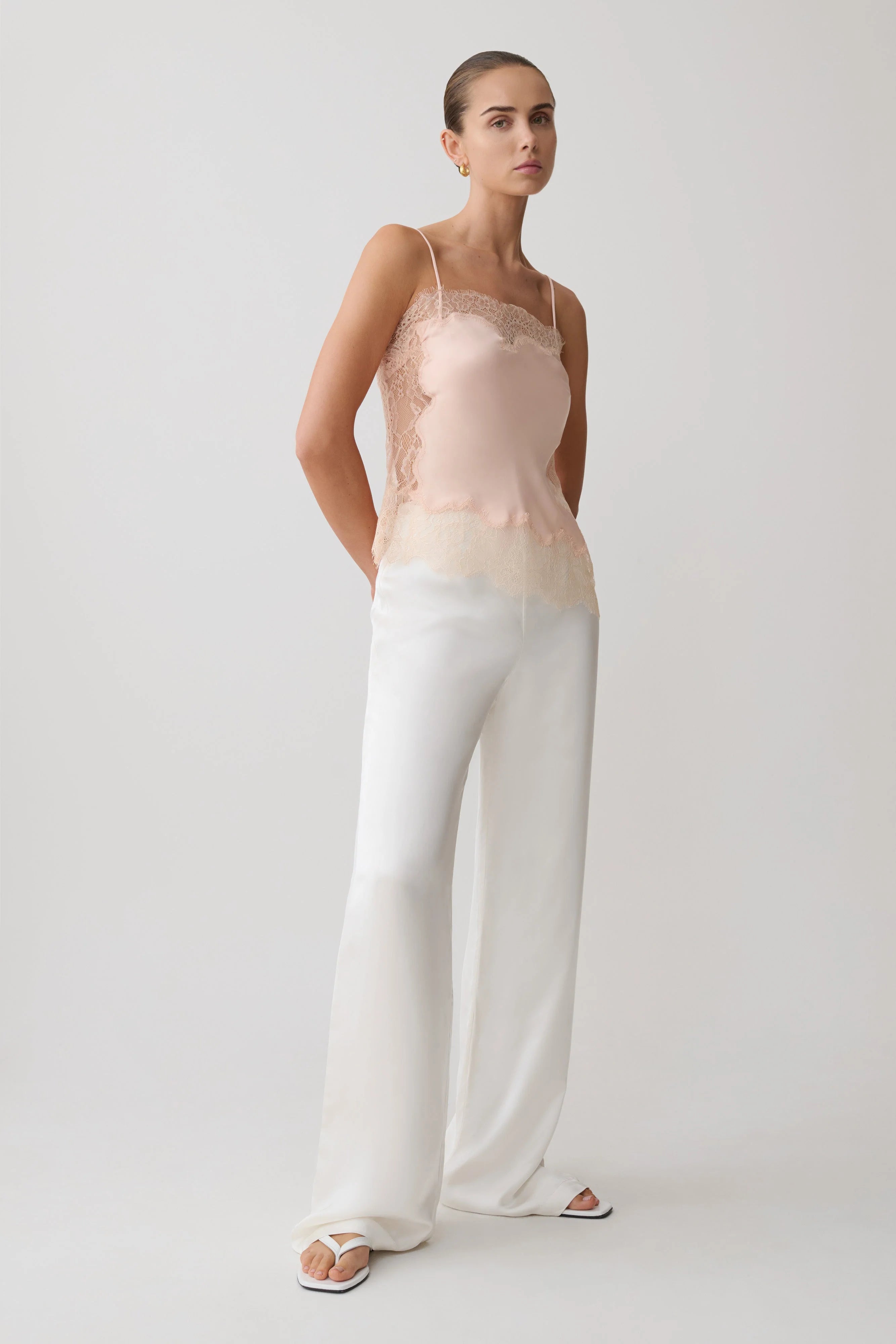 Miriam Satin Lace Camisole Peach