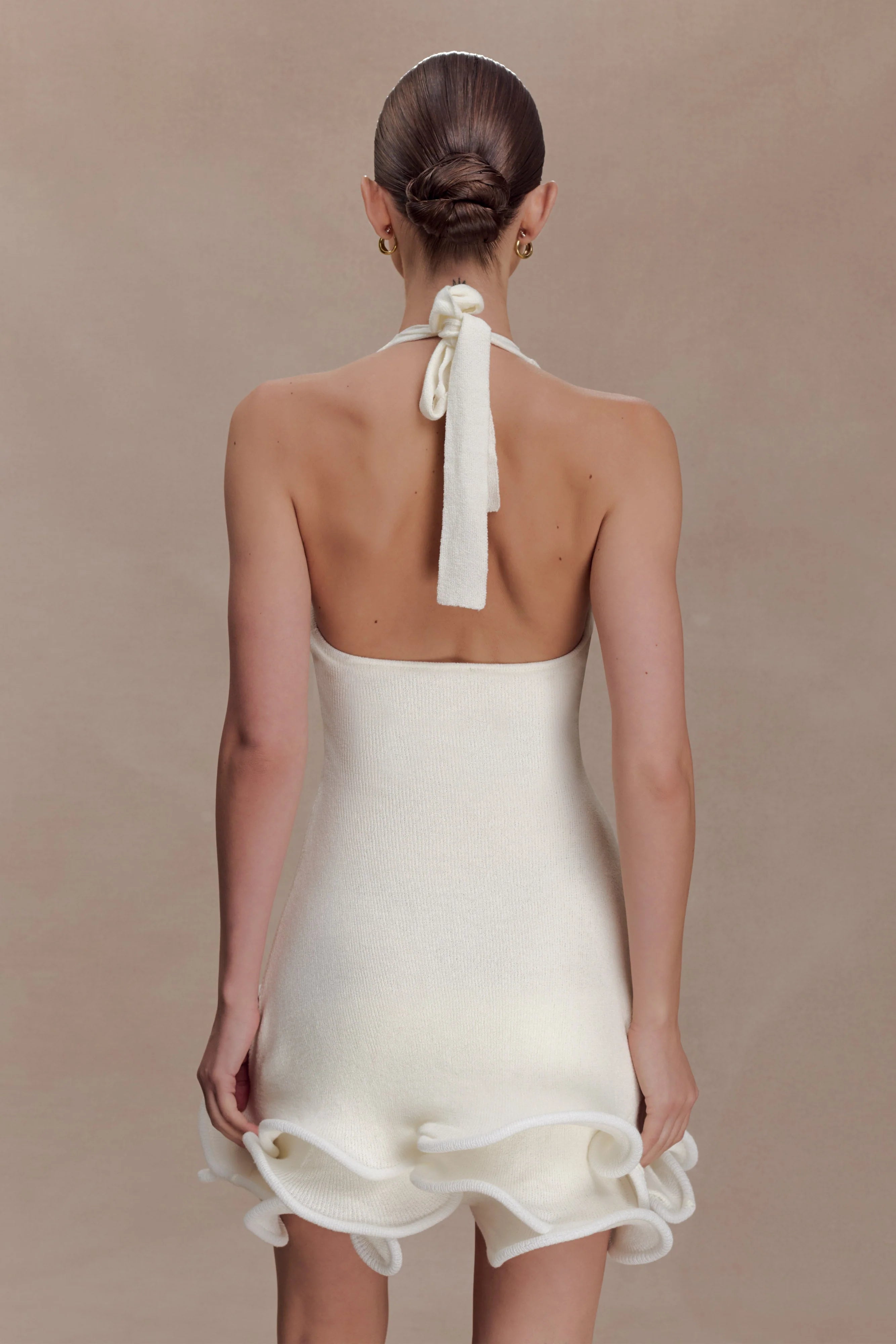 Willowmena Halter Neckline Mini Dress With Tubed Hem White
