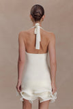 Willowmena Halter Neckline Mini Dress With Tubed Hem White
