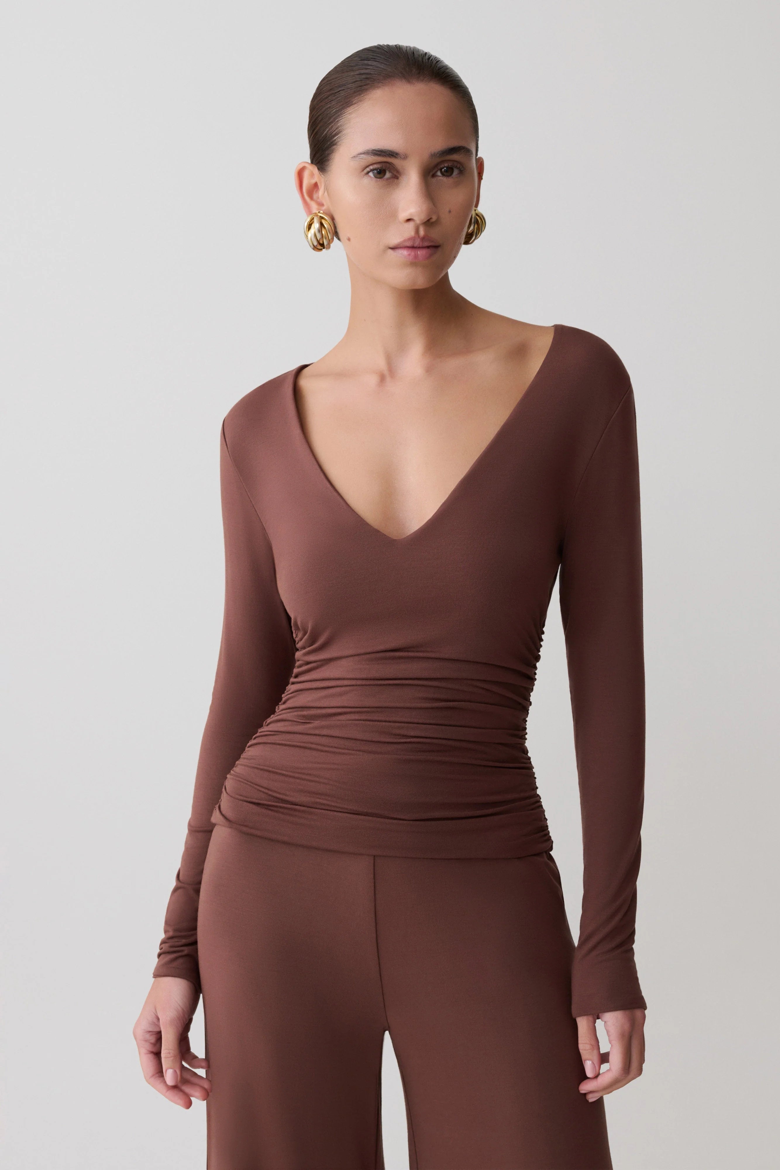 Sari Long Sleeve Modal Top Chocolate