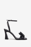 Headlines Black Ankle Strap Heeled Sandals With Diamante Bows