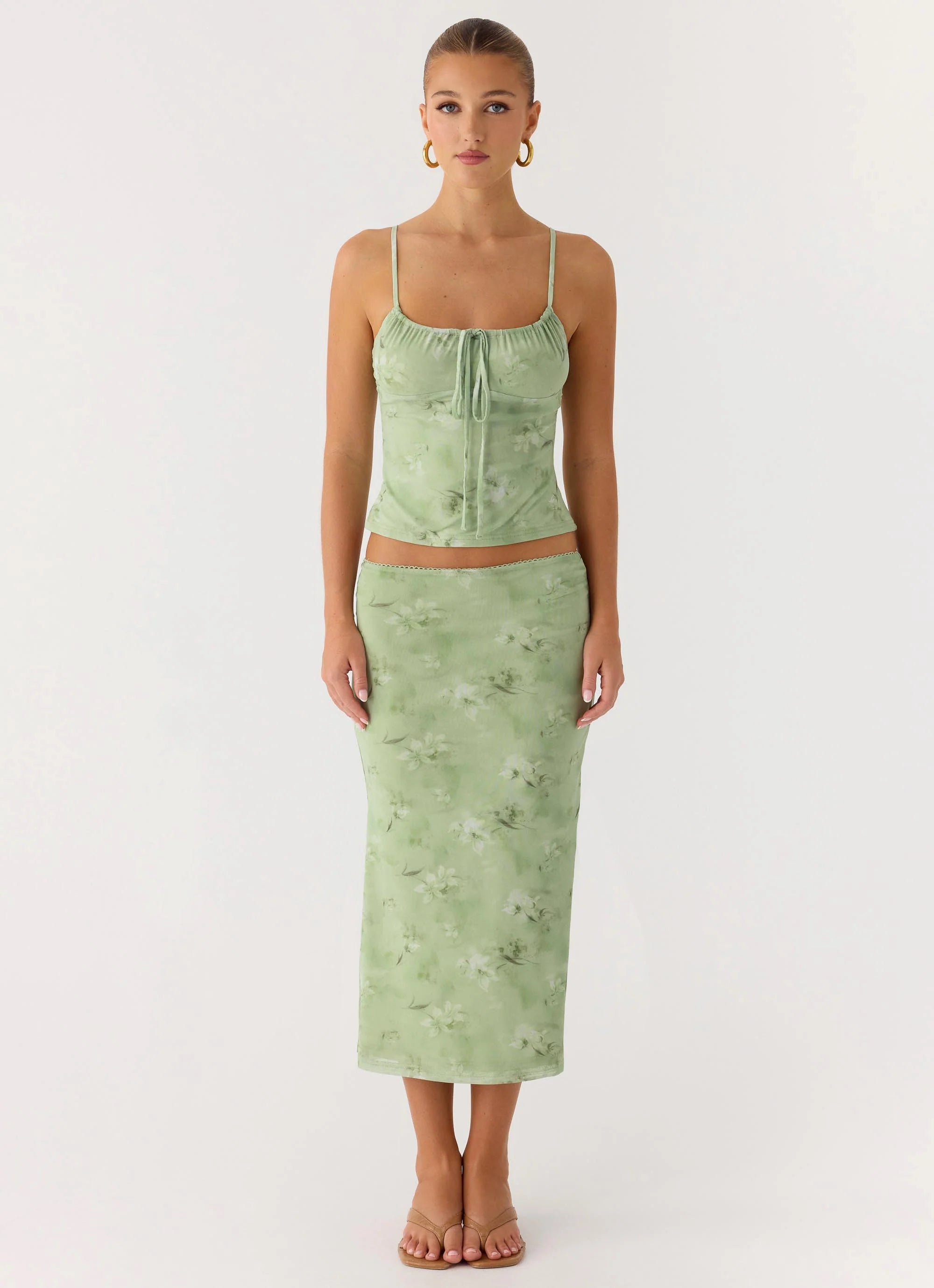 Bahama Low Rise Midi Skirt Blurred Lime