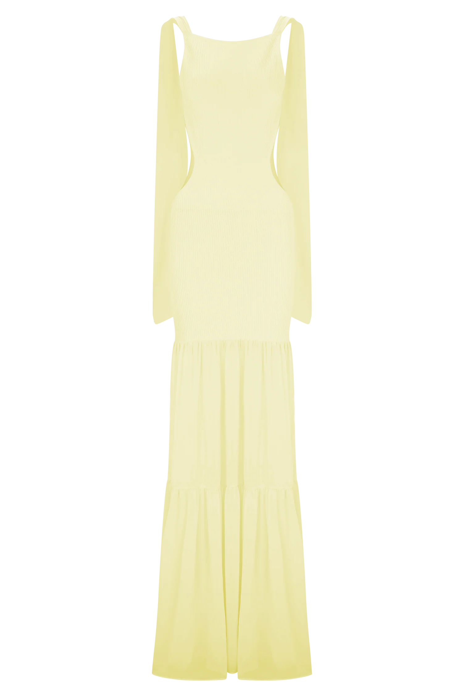 Haille Knit Chiffon Maxi Dress Lemon