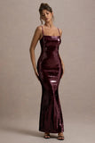 Crystalline Berry Sequin Strappy Maxi Dress
