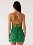 Havana Haze Crochet Mini Dress Emerald Green