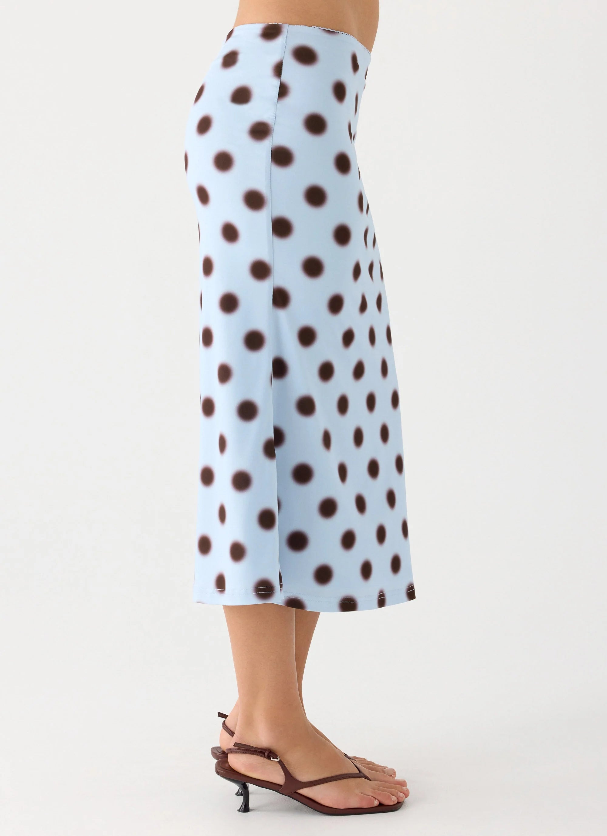 Bahama Low Rise Midi Skirt Blue Mocha Dot