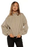 Lee Beige Plaid Funnel Neck Jacket PRE ORDER
