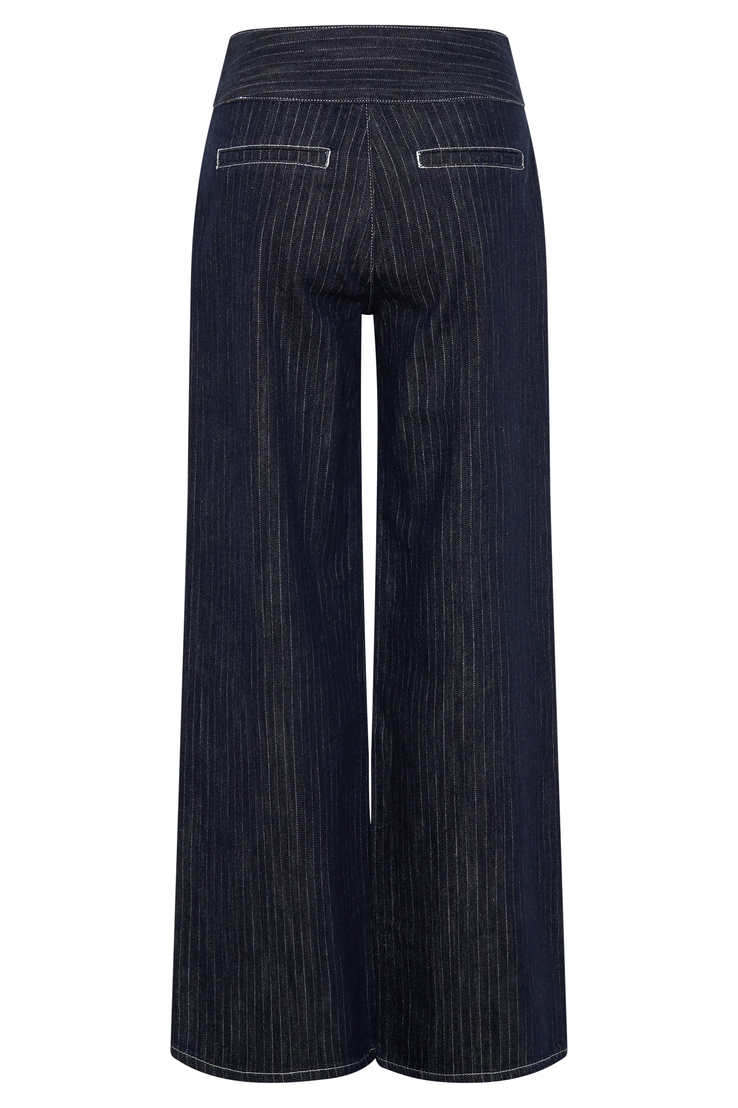 Sienna Flare Mid Rise Denim Jeans Indigo Pinstripe