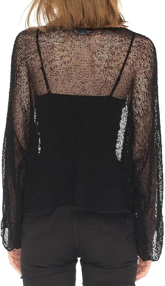 Women Sheer Poncho Top Multiway Knit Crochet Asymmetric Mesh Cover Up Going Out Clubwear