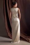 Violet Sleeveless Satin Maxi Dress Blush Gold