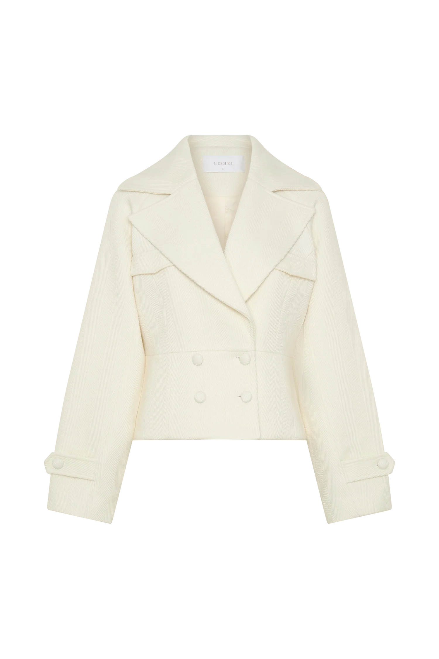 Elara Cropped Collared Jacket Ivory