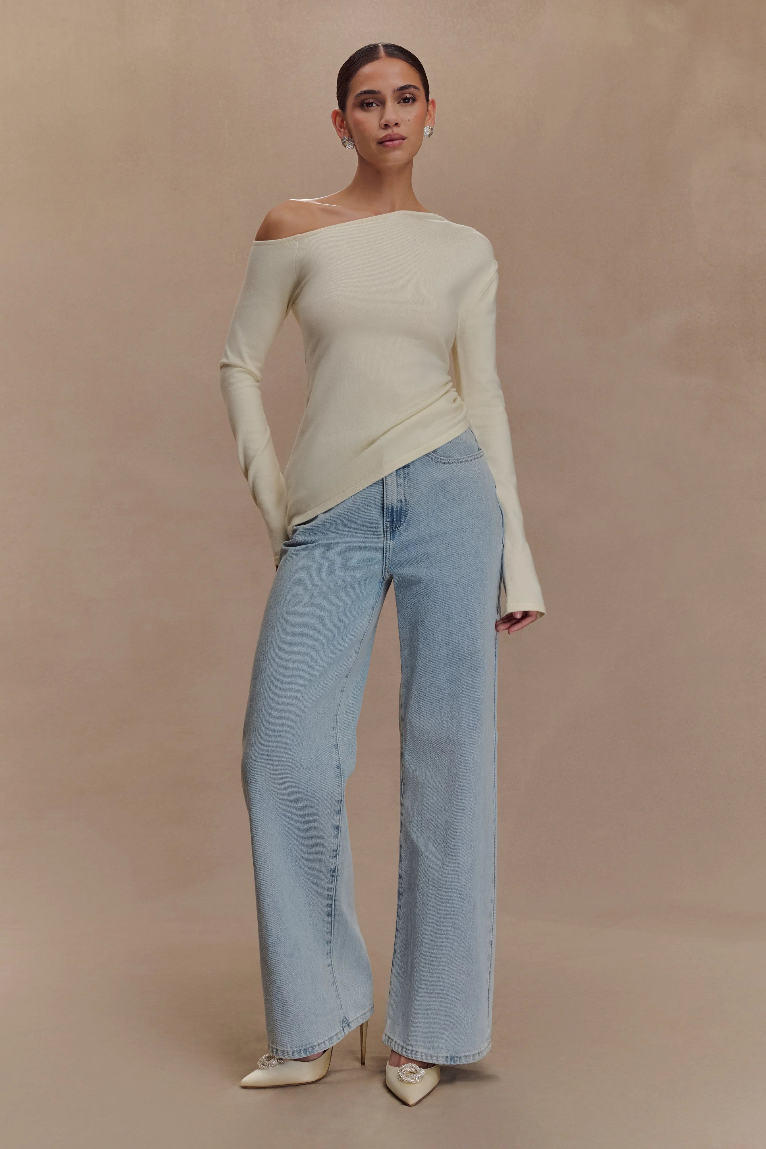 Miles Off Shoulder Knit Top Ivory