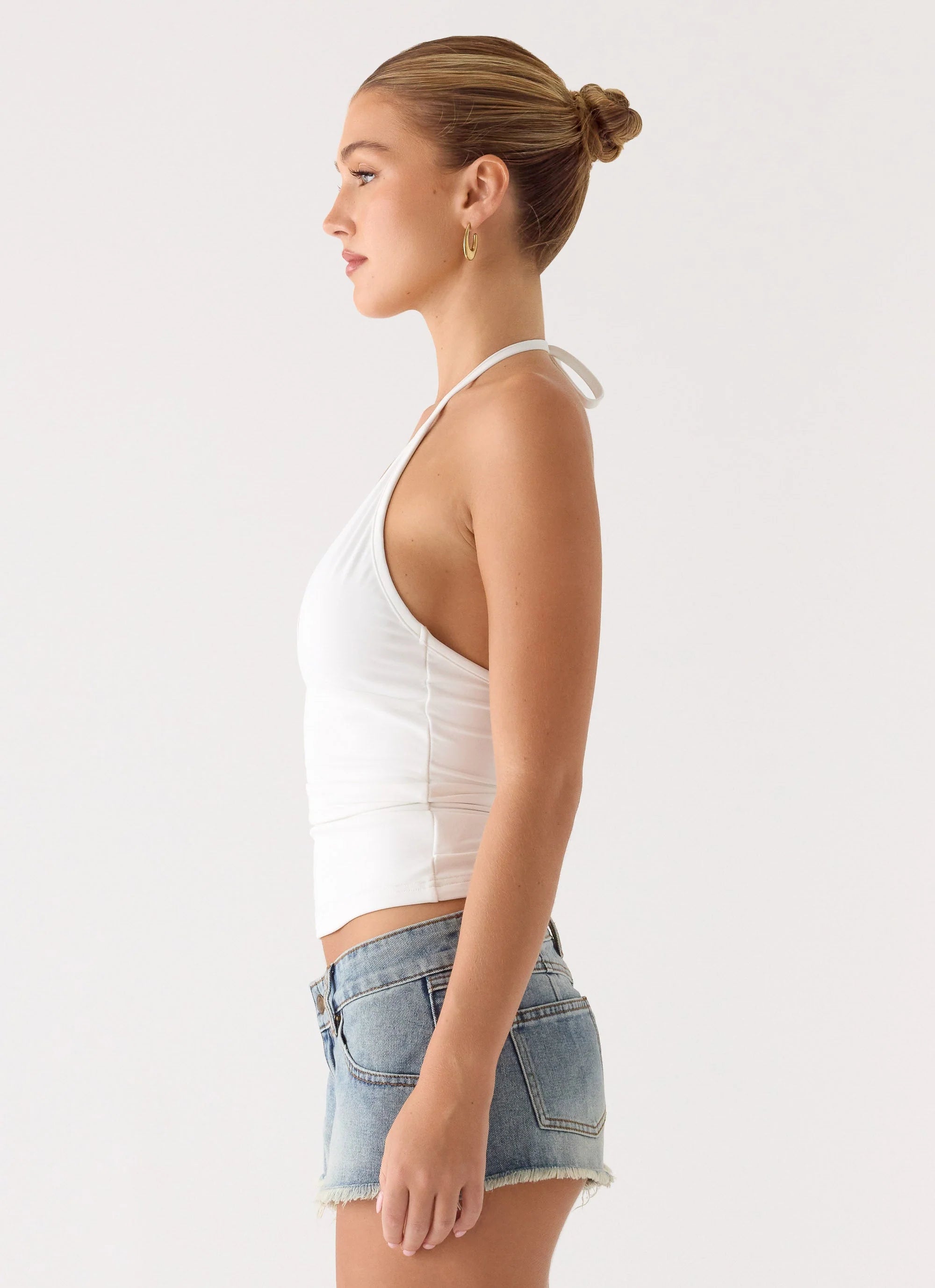 Roll Out Halter Top White