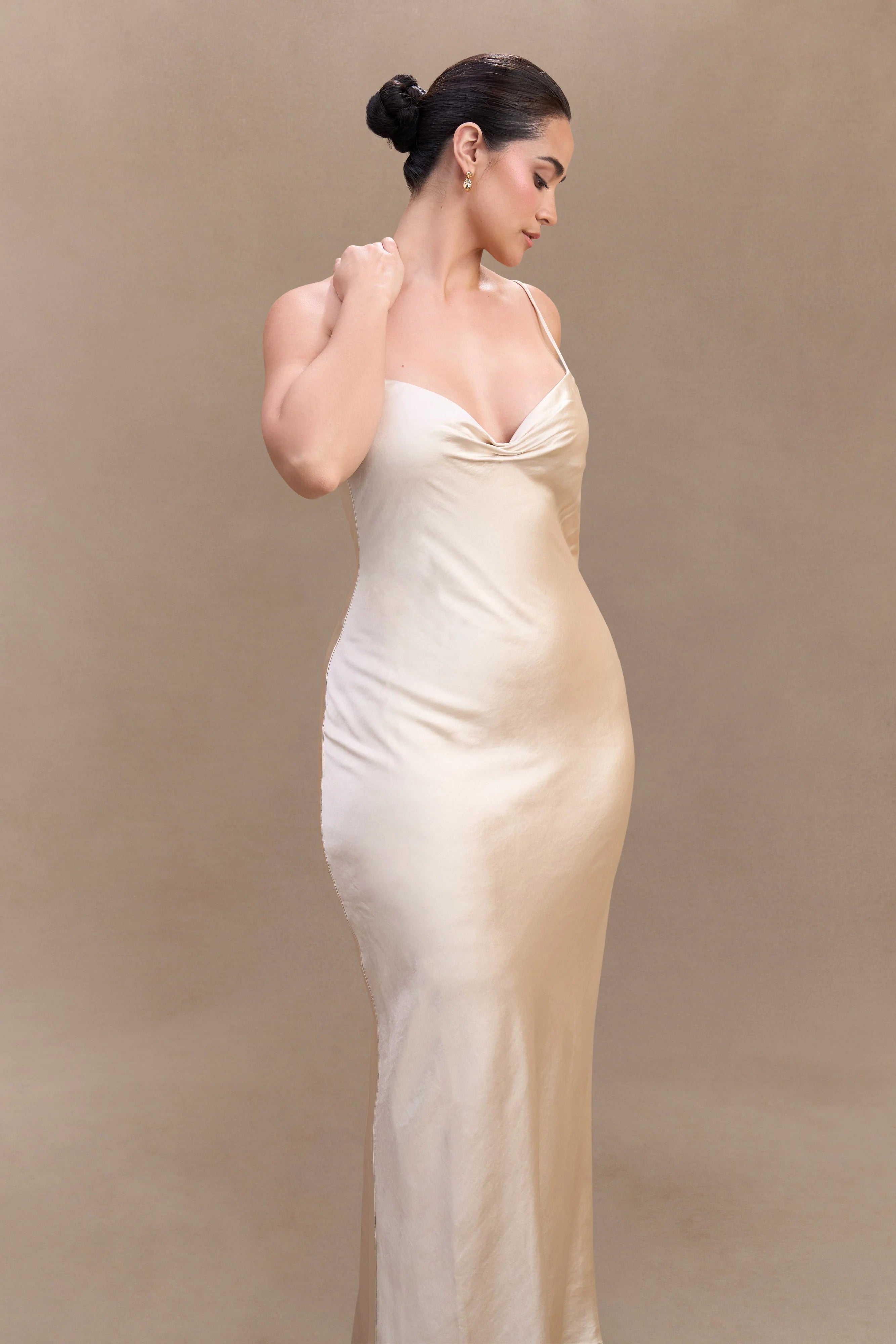 Lilly Sweetheart Satin Maxi Dress Blush Gold