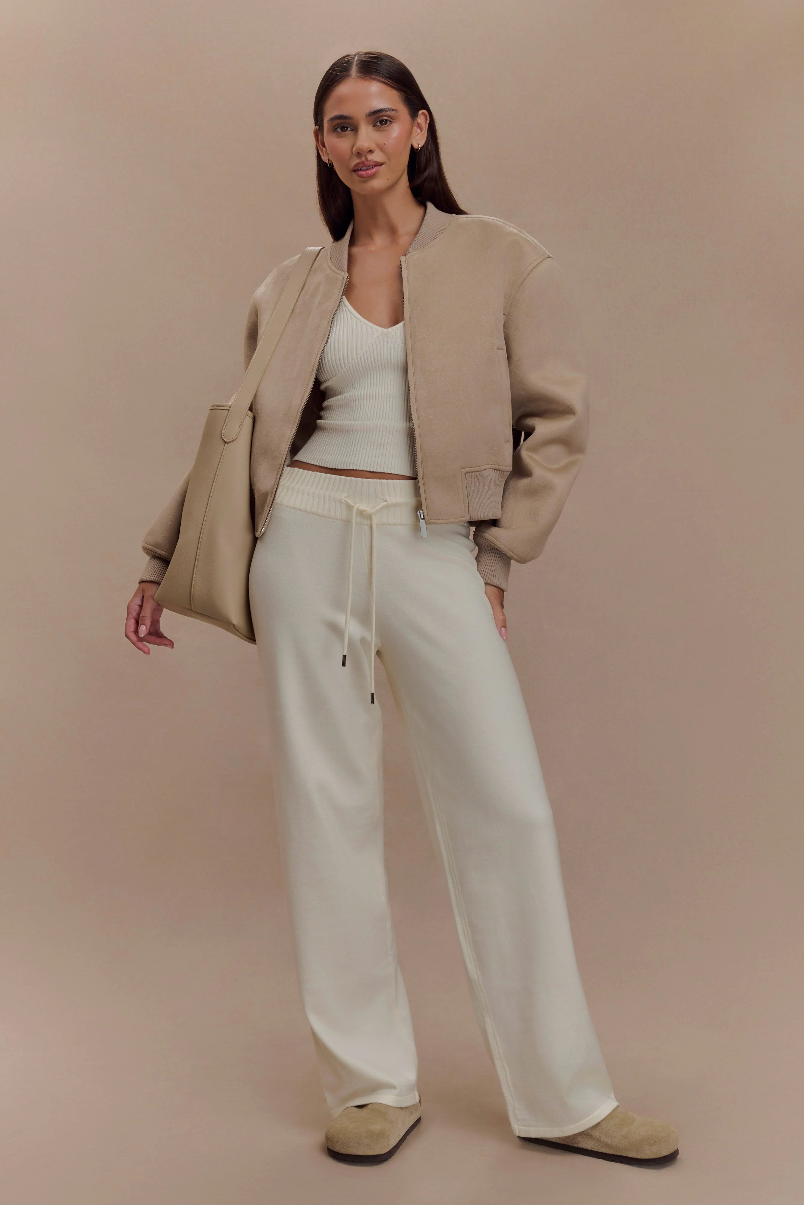 Rudy Suede Bomber Jacket Sand