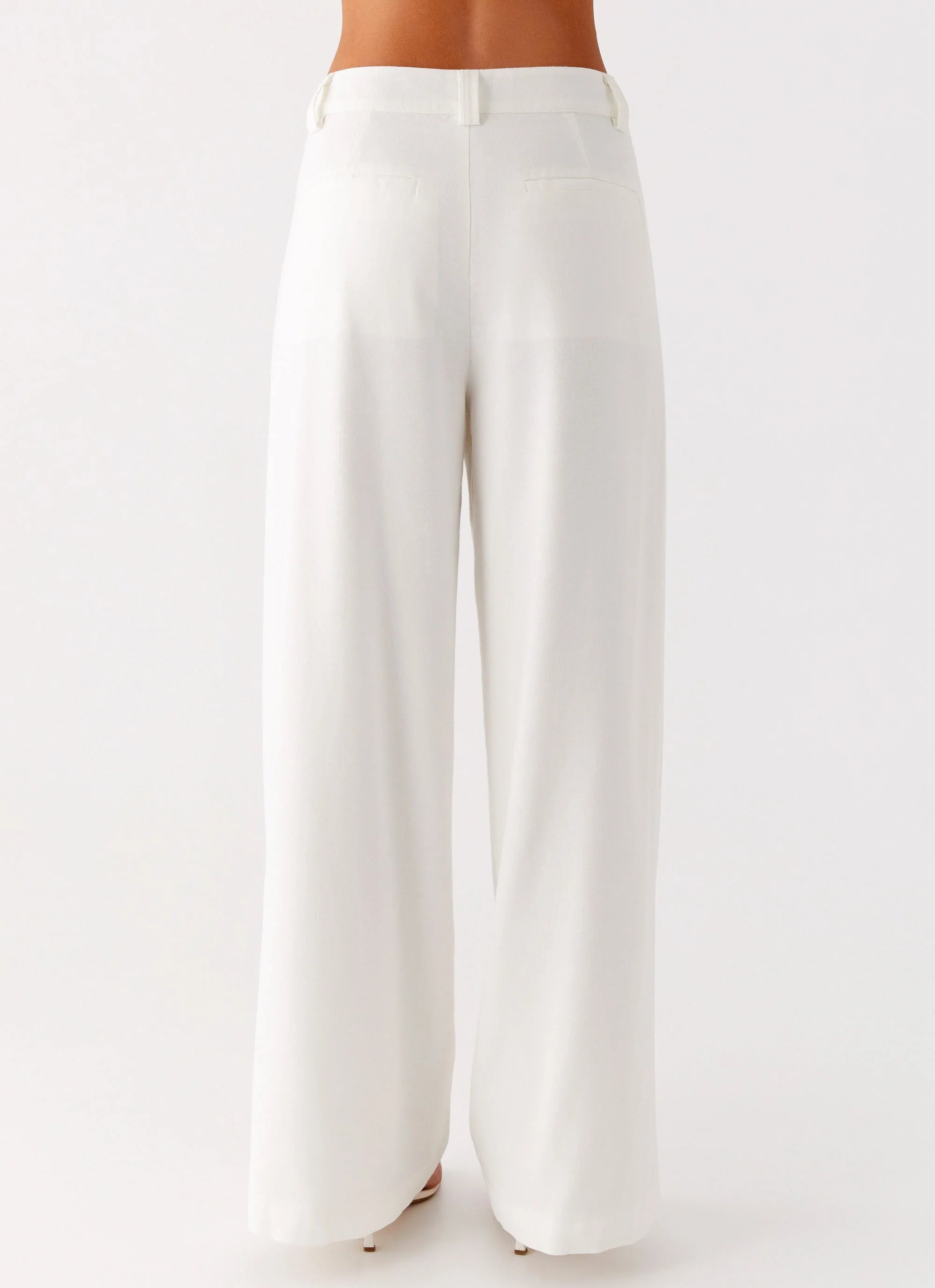 Delong Low Rise Linen Pants White