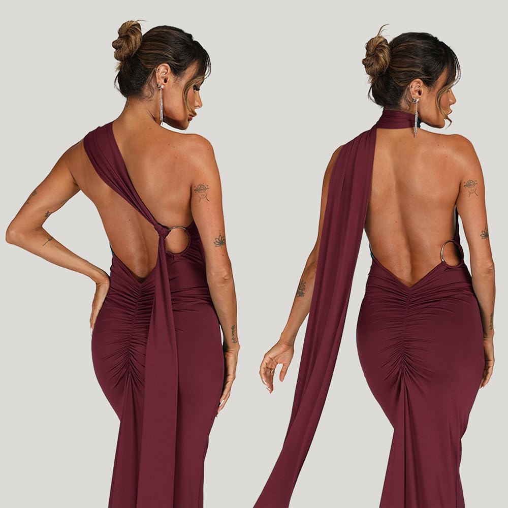 Women Sexy Backless Dress Bodycon Sleeveless Open Back Maxi Dress Formal Cocktail Wedding Guest