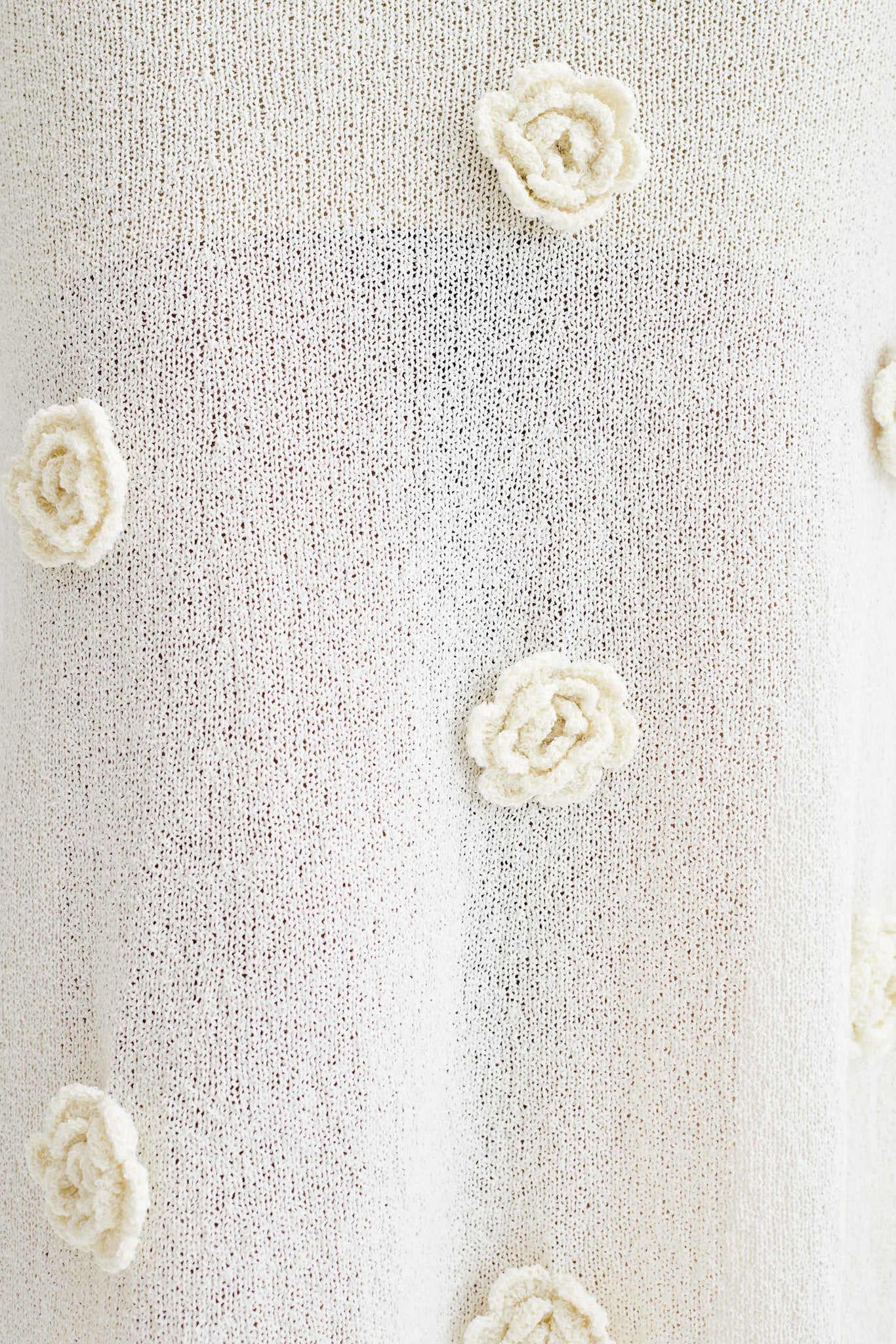 Kiki Off Shoulder Knit Rose Maxi Dress Ivory