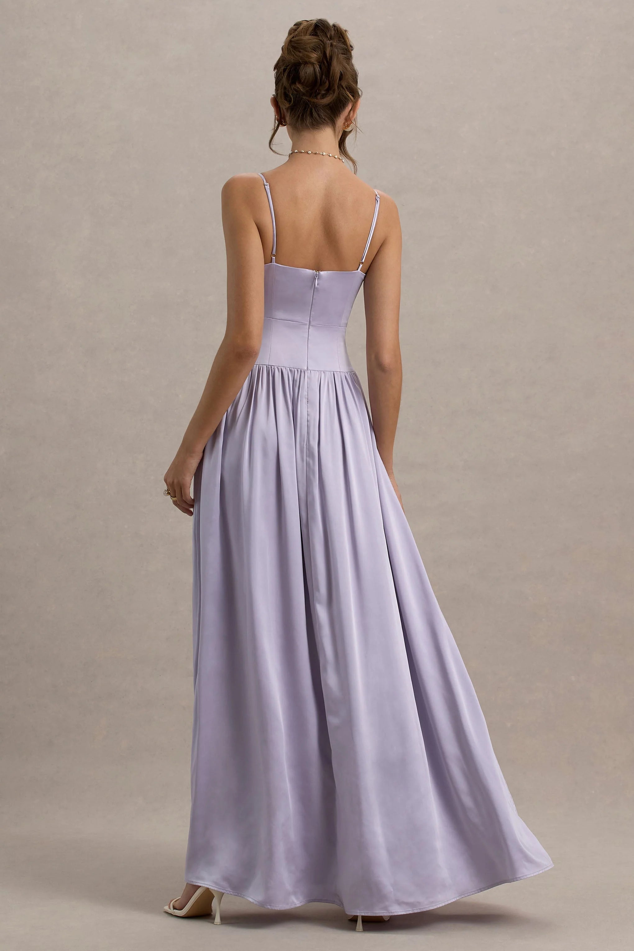 Jonas Lilac Plunge Neck Maxi Dress With Cami Straps