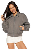 Benson Grey Puff Bomber Jacket