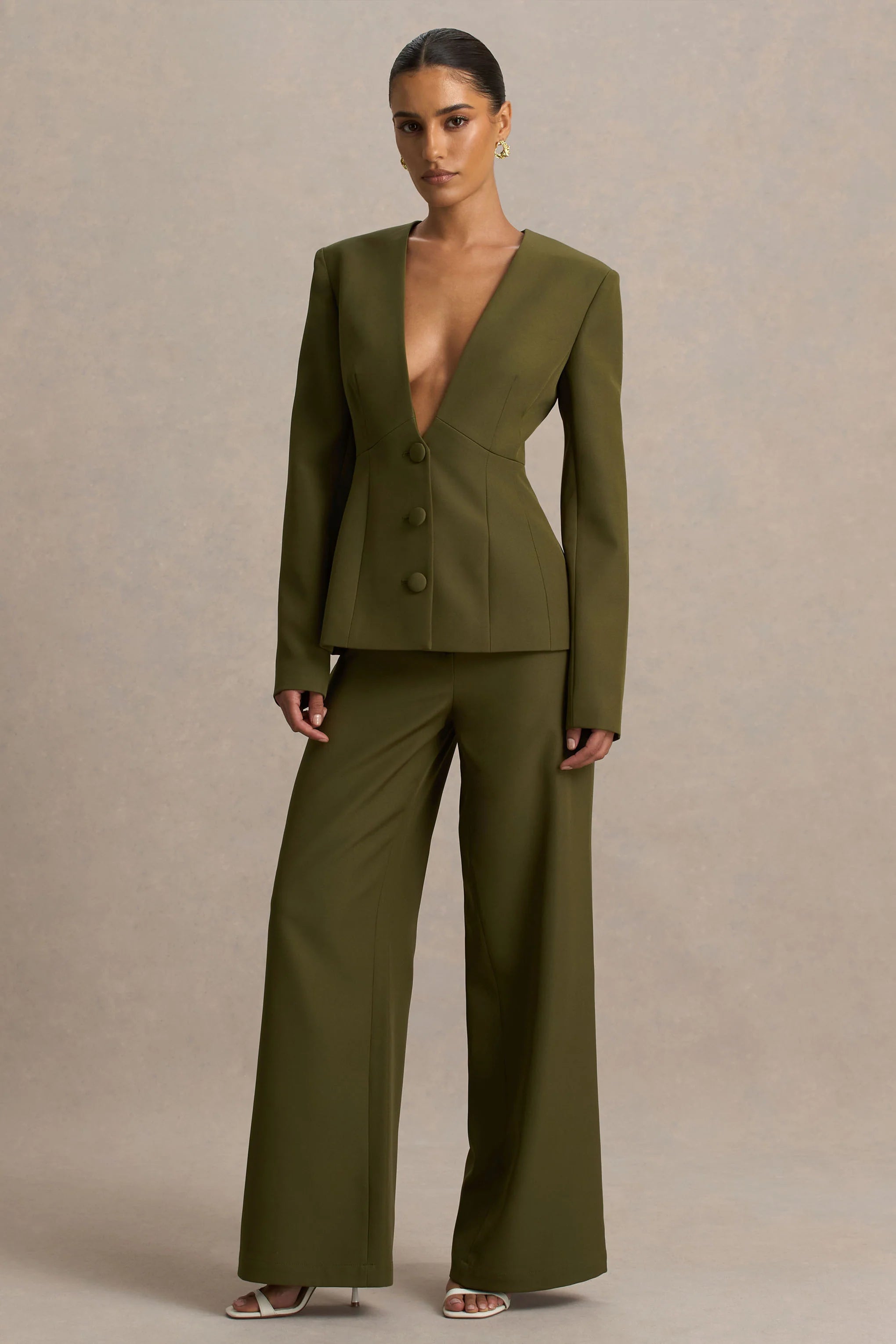 Silvia Olive Straight Leg Trousers