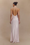 Esther Iridescent Satin Cowl Maxi Dress Pale Pink