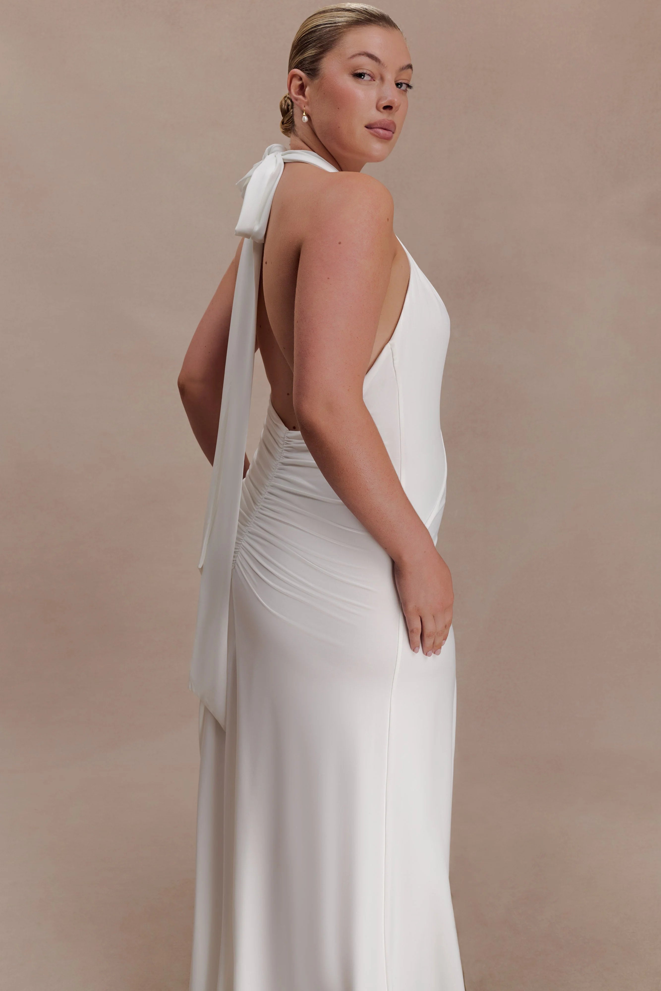 Juliet Slinky Maxi Dress With Scarf White